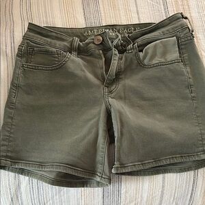 American Eagle Olive Green Midi Shorts